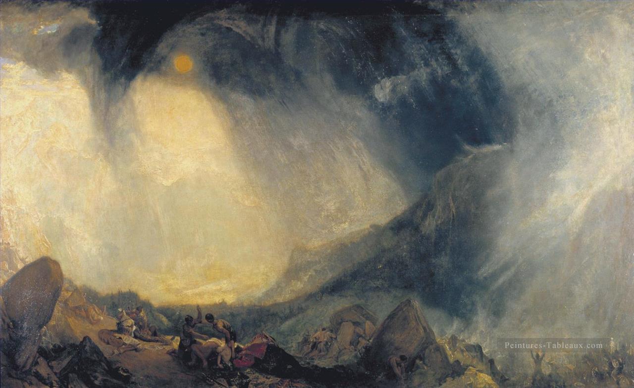 Tempête de neige Hannibal et son armée traversant les Alpes paysage Turner Peintures à l'huile